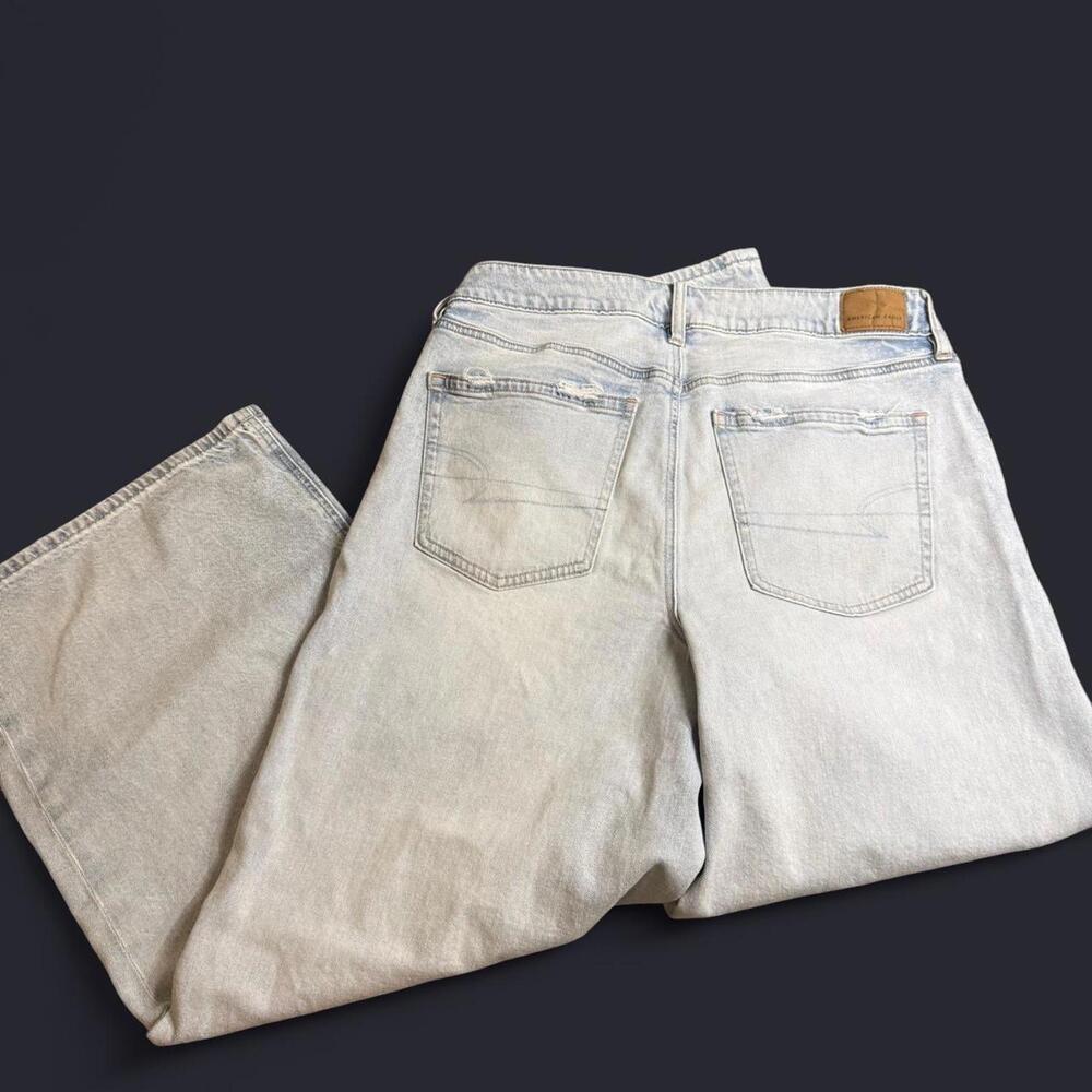 American Eagle Super High Rise Baggy Wide Leg ankle Jeans - Size 8 - Picture 2 of 5